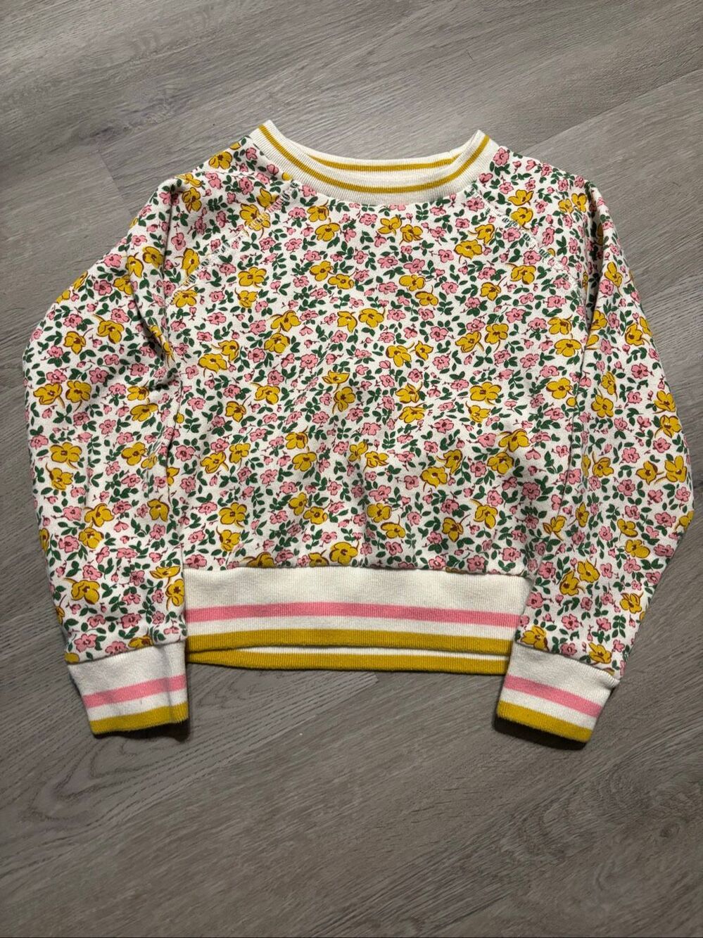 BODEN GIRLS FLORAL CREWNECK SZ 7/8